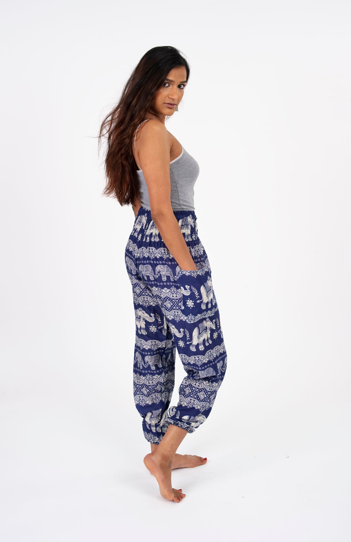 Blue High Waisted Elephant Pants